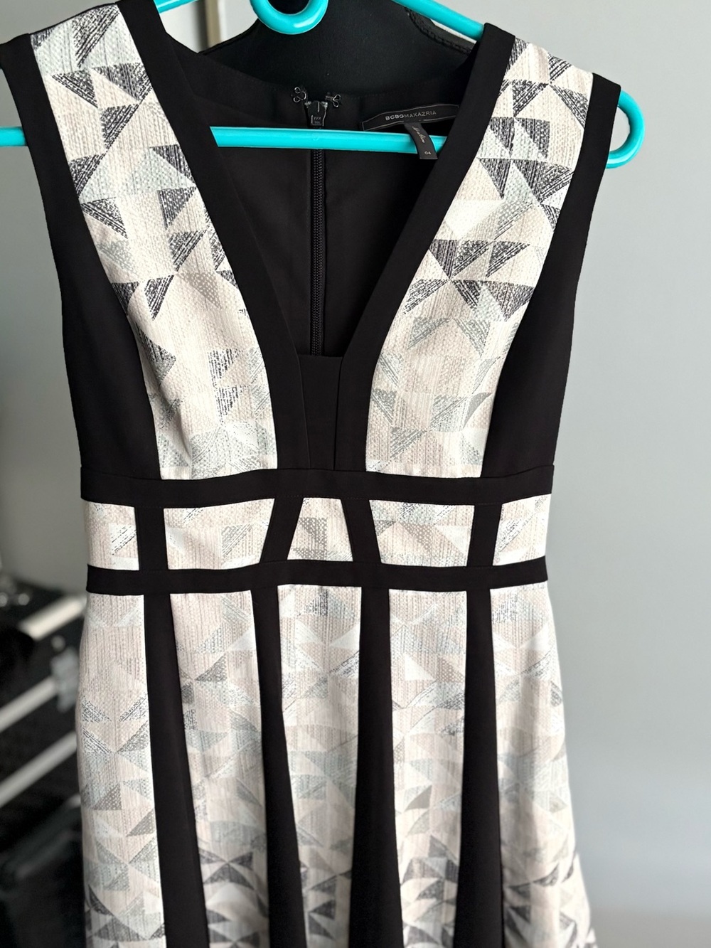 BCBGMaxAzria Black and White Flare Dress